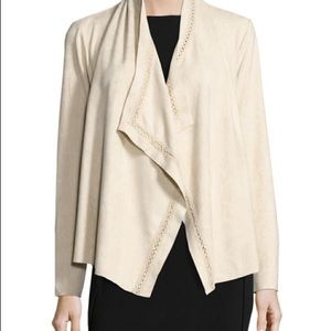 Neiman Marcus Faux Suede Open Front Cardigan